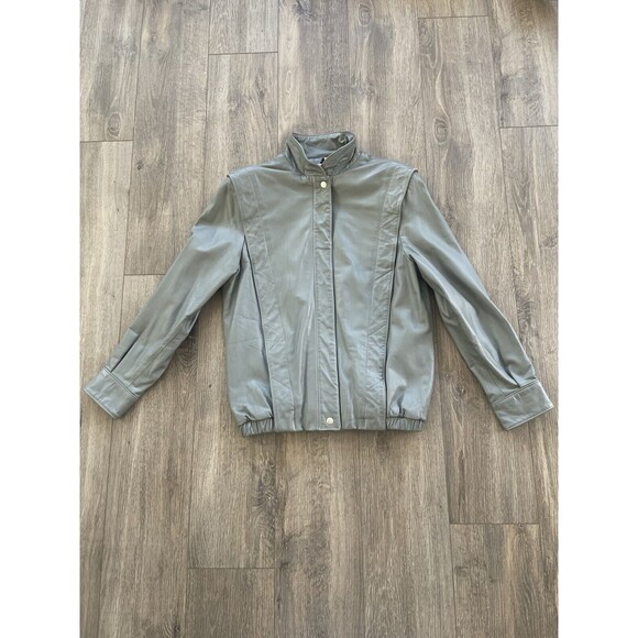 COMINT Genuine Leather Jacket Made in Argentina Size 9/10 Gray Vintage 1980s - Picture 1 of 9